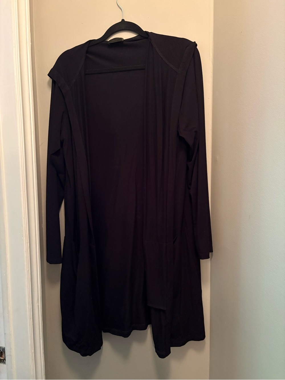 Lightweight Black Hooded Open Cardigan